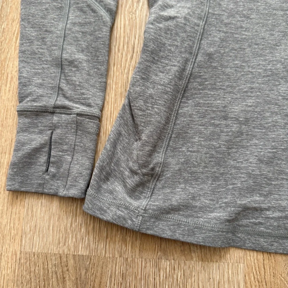 Lululemon Race Your Pace 1/2 Zip Pullover Womens 10 Grey Yellow Athletic‎